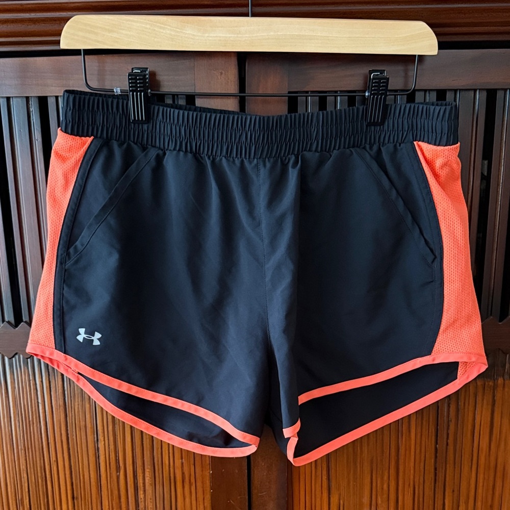 Under Armour Women's Black Shorts with Orange Trim